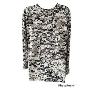 Digital Camo white black gray Long Sleeve Shirt - Adult S